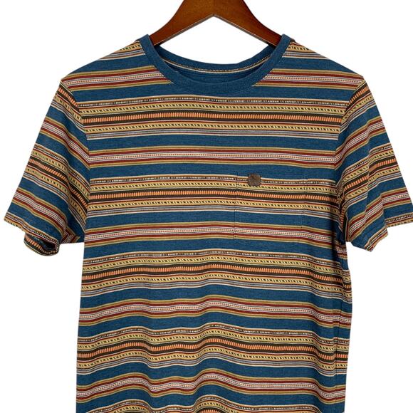 Hippy Tree Vintage Blend T-shirt Short Sleeve Shirt Blue Stripe Pocket Men's S - Picture 2 of 7
